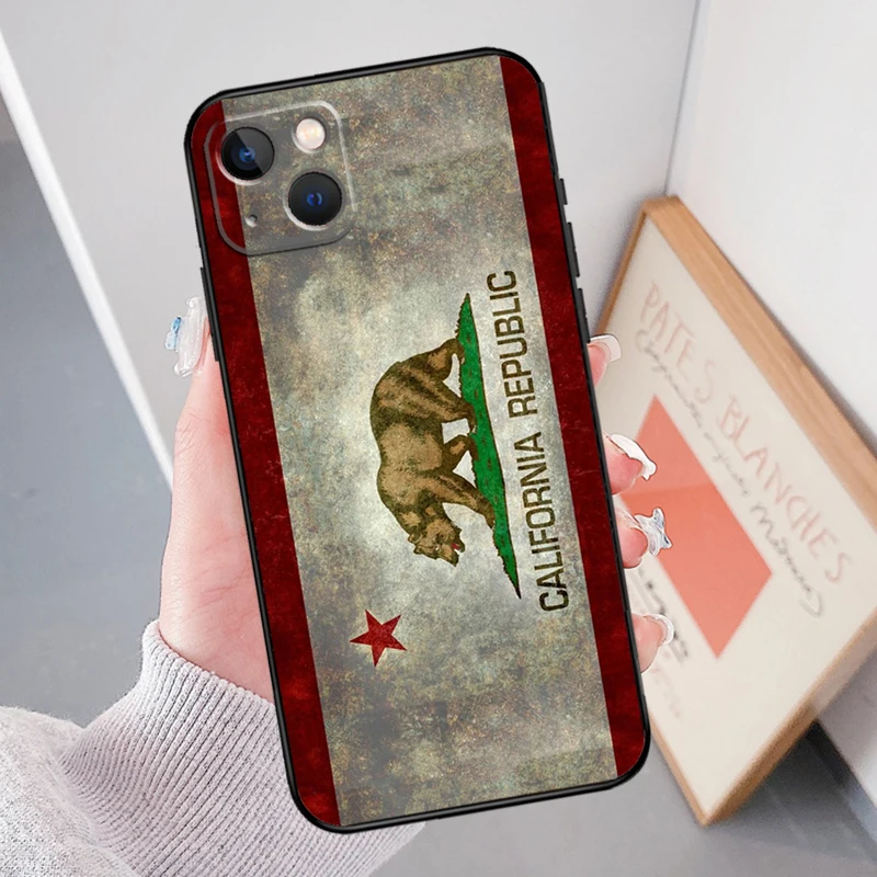 California Flag Case For iPhone 16 15 Pro 11 14 Pro Max 12 13 Mini Plus XS X XR SE 2022 2020 Back Cover