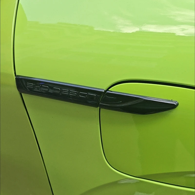 For Byd Atto 3 Yuan Plus 2022 2023 2024 Door Side Label Chrome Plated Strip Black Styling Sticker Auto Parts Fender Cover 3pcs