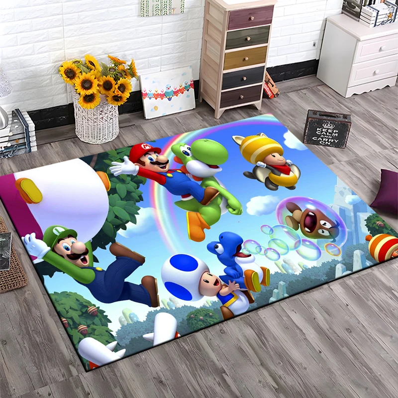 3D Cartoon M-Mario-Bros Game HD Rug Large Carpet Area for Living Room Kid Bedroom Sofa Kitchen Decorate Child Non-slip Floor Mat