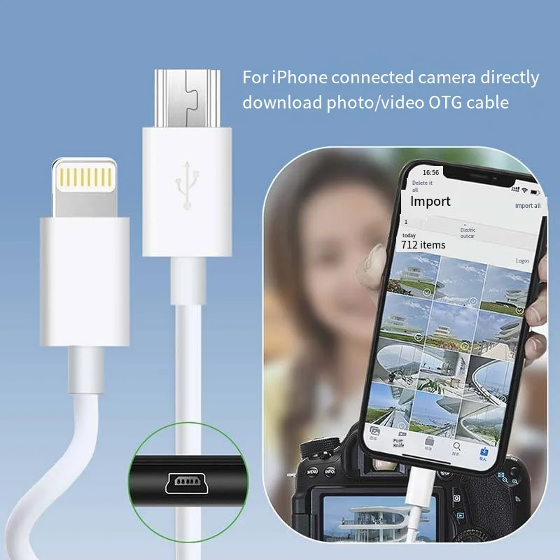 Suitable for Nikon camera to connect Apple mobile phone OTG adapter iPad tablet data cable memory card direct transmitter D90 D8