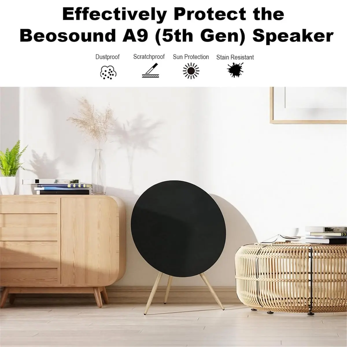 A003 Stretch Dust Cover Compatible for B&O Beosound A9 (5th Generation) Speaker, Soft Stretchy Spandex Fleece Speaker Cover
