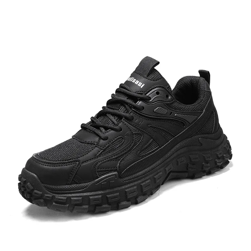 New Trendy Men's Sports Casual Shoes Non-slip Durable Small Black Shoe Breathable Versatile Lightweight Thick-soled Men Running