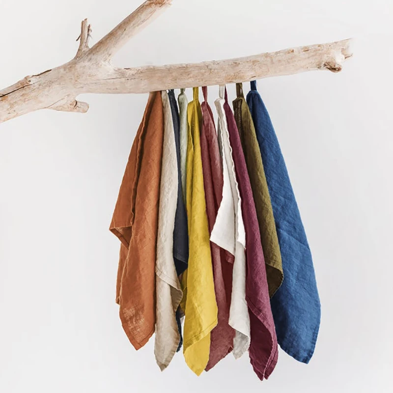 Pure Linen 50x70cm Napkins , Washable Dinner Fabric Napkins with Hanging,Table Towel for Baby Shower Wedding Table Decoration