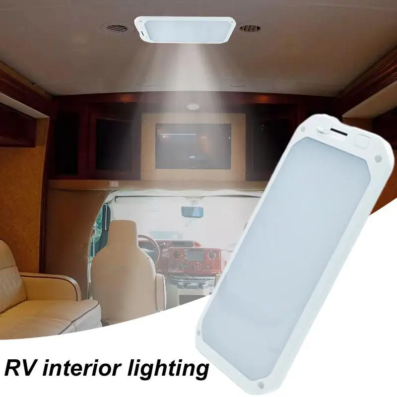 

Потолочный светильник для автодома с дистанционным управлением, светодиодный потолочный светильник для автофургона с дистанционным управлением, трехцветная защита зрения для путешествий, кемпинга