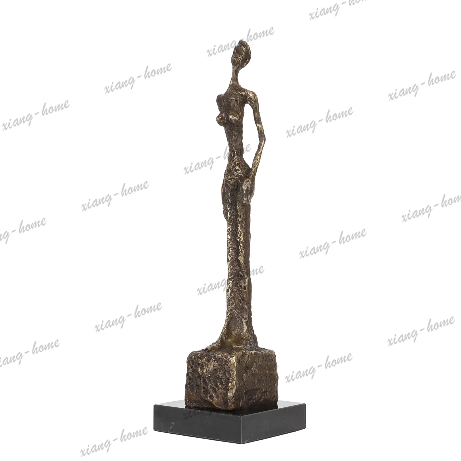 PG Bronze Standing Woman Skeleton Statue by Giacometti Famous Sculpture Art Handmade Replica for Home Decoration Collection 42cm