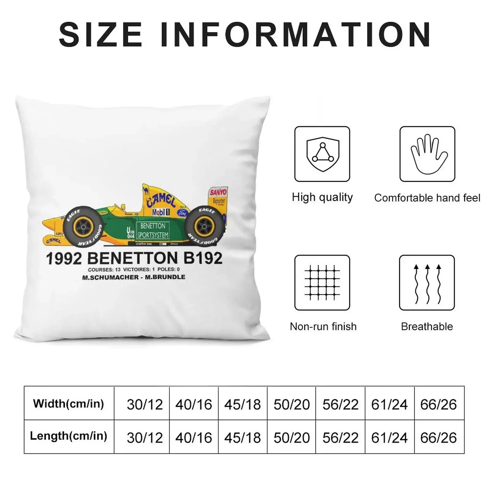 BENETTON B192 1992 Throw Pillow Cushion Child New year Decorative Cushions For Luxury Sofa pillow