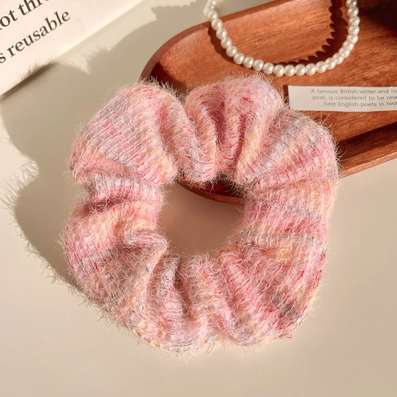 

Нежный фильтр ~ Вязаные резинки для волос из сладкого мохера Градиентные веревки для волос с мороженым Большие веревки для волос с петлей Аксессуары для волос для девичьих волос