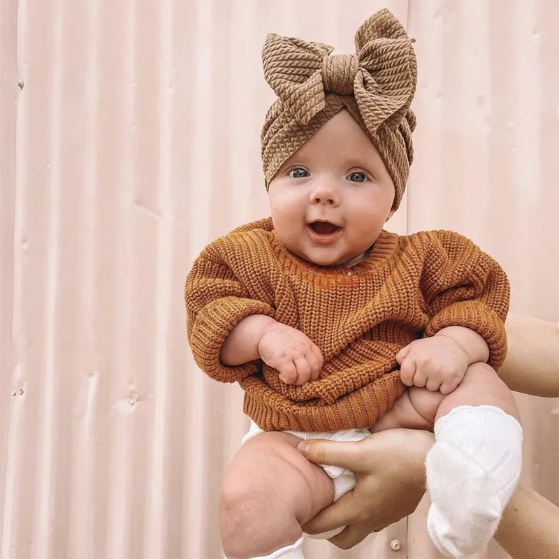 Gorros anudados para bebé niña, gorro con lazo, diadema, turbante infantil, accesorios para la cabeza para recién nacido, gorro cálido de invierno,