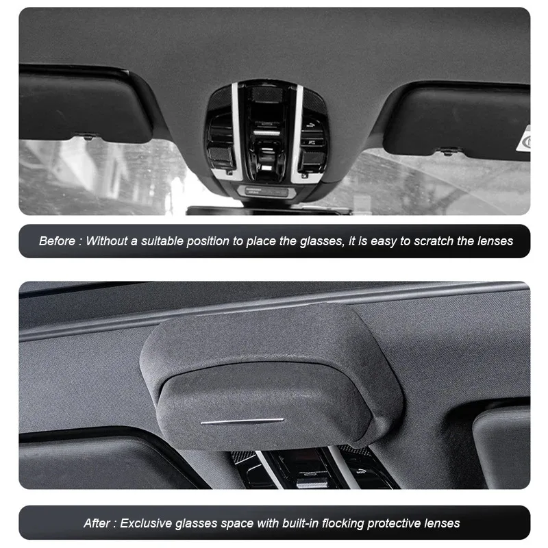

Чехол для очков из замши и АБС-пластика для автомобиля, держатель для солнцезащитных очков, защитные линзы. ﻿ Для Porsche Cayenne 2018 2019 2020 2021 2022 2023 2024
