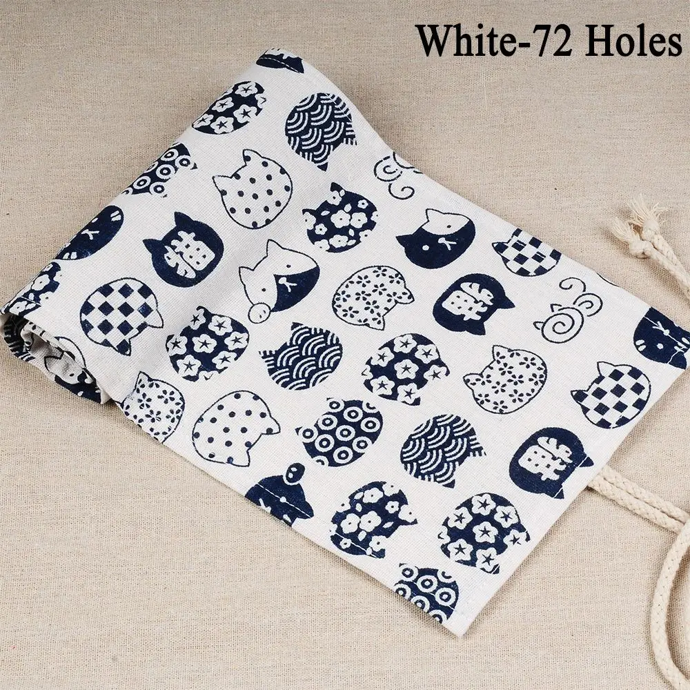 

Student Cartoon Cosmetic Bags Roll Pouch Canvas Stationery Supplies Pens Storage Box Pencil Bags Cat Pencil Case Pen Curtain