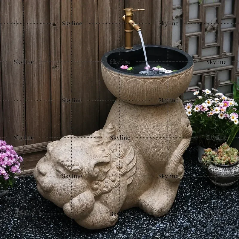 for Outdoor Decorative Wash Basin Integrated Column Basin for Courtyard Balcony Garden Villa Pool Household Use