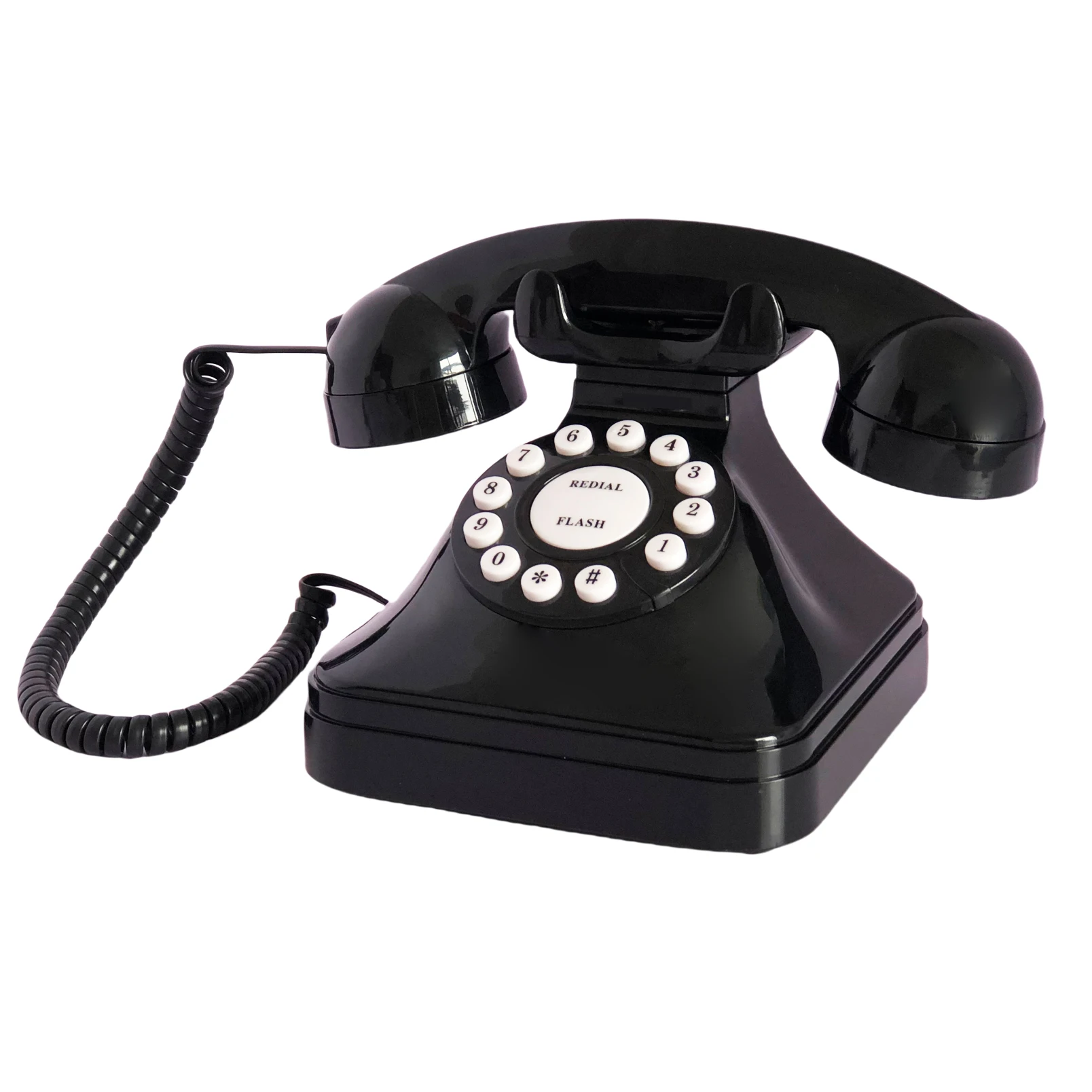 Retro Telephone, Corded Landline Phone 1980s Vintage Telephone Old Fashion Analog Senior Phone with Flash/Redial/Ringer for Home