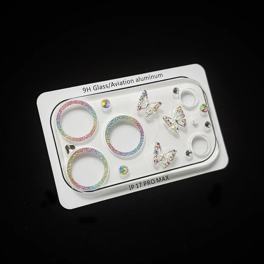 Luxuriöser Glitzer-Diamant-Schmetterlings-Kameraschutz für iPhone 17 Pro Max – Bling-Hartschalen-Objektivfolie für iPhone 17 Pro Hülle