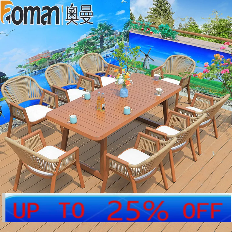 

LMM outdoor simple rattan table and chair courtyard leisure outdoor Nordic furniture combination