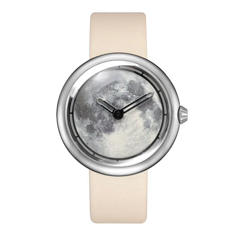 Unisex Leuchtende Quarzuhr 5 ATM Wasserdichte Armbanduhr Lederband 3D Gedruckt Zifferblatt Männer Uhr DG9314 Pi Serie Montres Femme