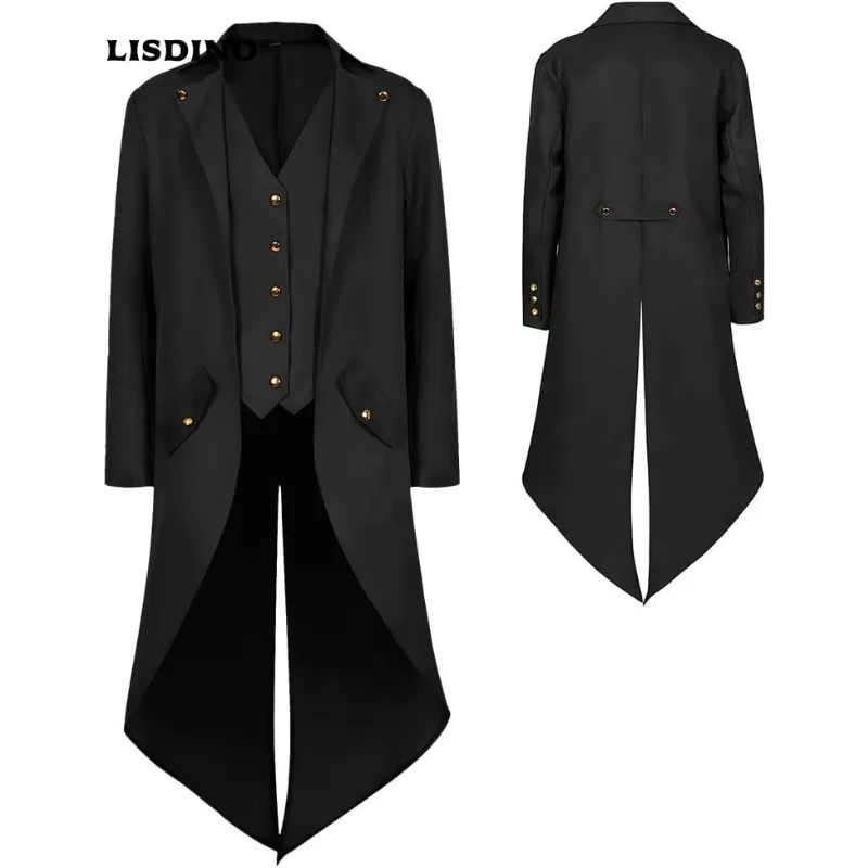 

1Medieval Clothing Costume,Steampunk Coat Tailcoat Men,Halloween Renaissance Vampire Costumes for Adults