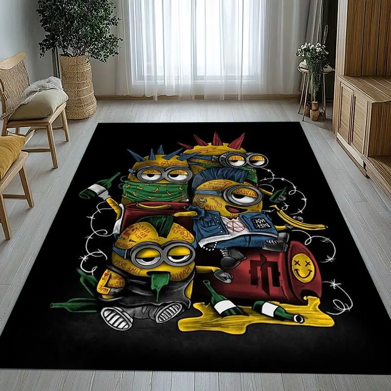 Funny Kawaii M-Minions Cartoon Area Rug,Soft Non-Slip Carpet Mat for Living Room Bedroom Playroom,Sofa Floor Rug,Home Decor Gift