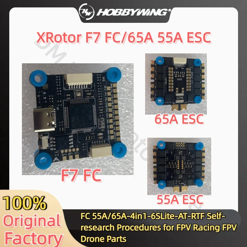 HobbyWing-Contrôleur de vol XRotor F7, RC David, 55A, 65A-4in1-6SLite-AT-RTF, procédures d'auto-recherche pour FPV Racing, pièces de importateur FPV