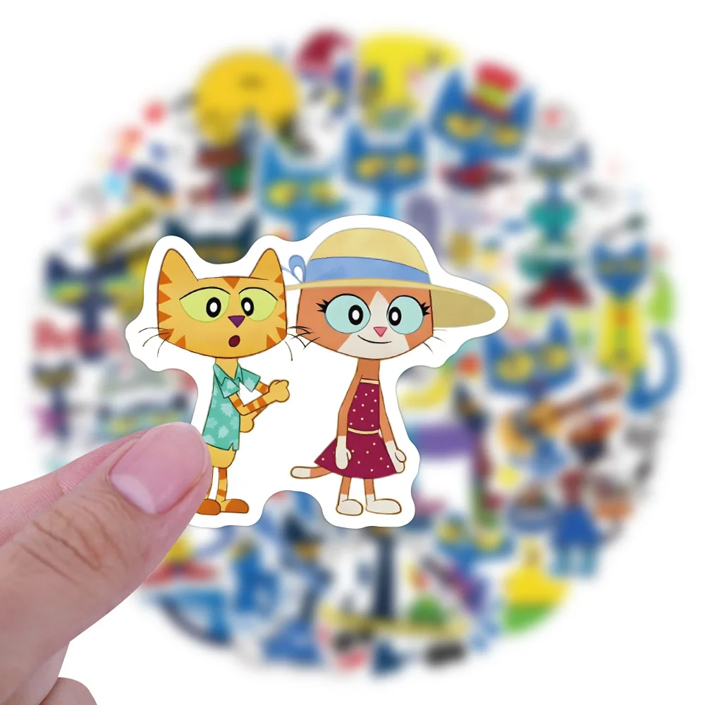 

50PCS Kawaii Cute Pete The Cat Sticker Funny Cartoon Stickers For Decorative Scrapbook DIY Child Phone Stationery Supply for Kid