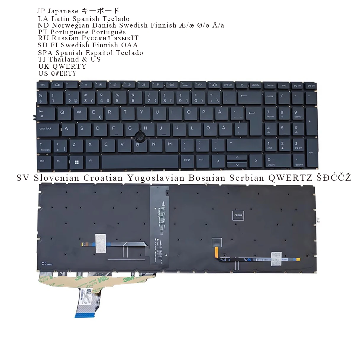 

New JP Latin Spanish ND Portuguese Russian Swedish Thai UK US Croatian Keyboard for HP ELITEBOOK 850 G7 845 G7 855 G7 BACKLIT