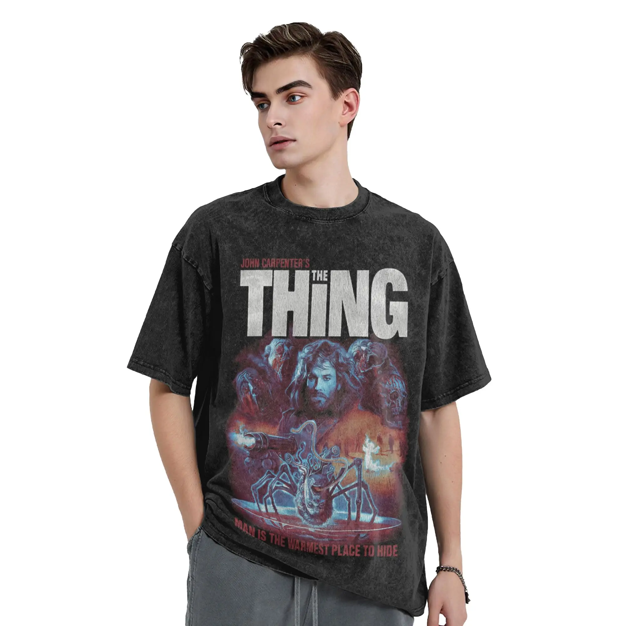 The Thing John Carpenter Horror Sci Fi Washed T Shirts Streetwear Hip Hop T-Shirts  Tee Shirt Men Women 100% Cotton