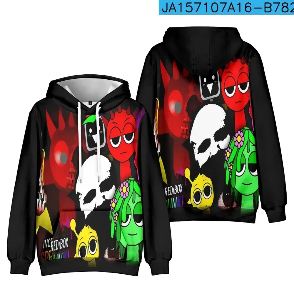 

3D Sprunki Hoodie incredibox Wenda Pinki Sweatshirt Funny Cartoon Game Figure Graphic Raddy plush Clothes Costume For Kids