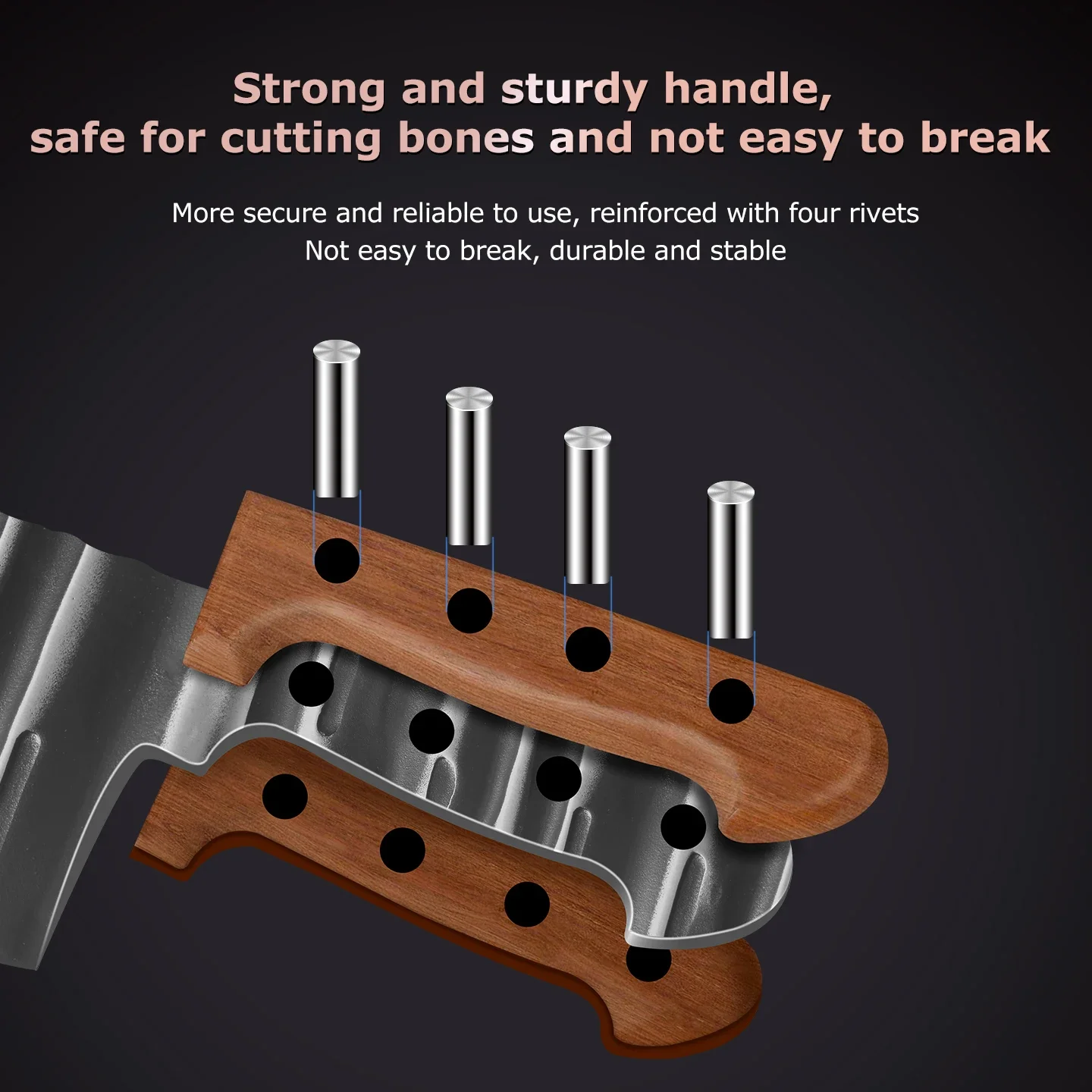 Heavy Duty Kitchen Bone Cleaver Stainless Steel Butcher Axe Hand Forged Meat Cleaver Knife Wooden handle Kitchen accessories view 5