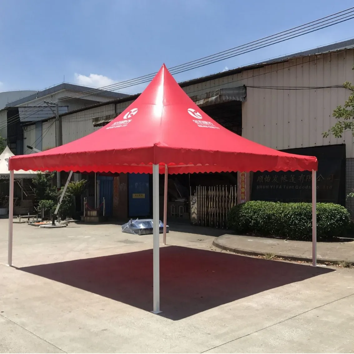 Steel and aluminum structure pointed  pvc four-foot European ceiling canopy outdoor exhibition tent