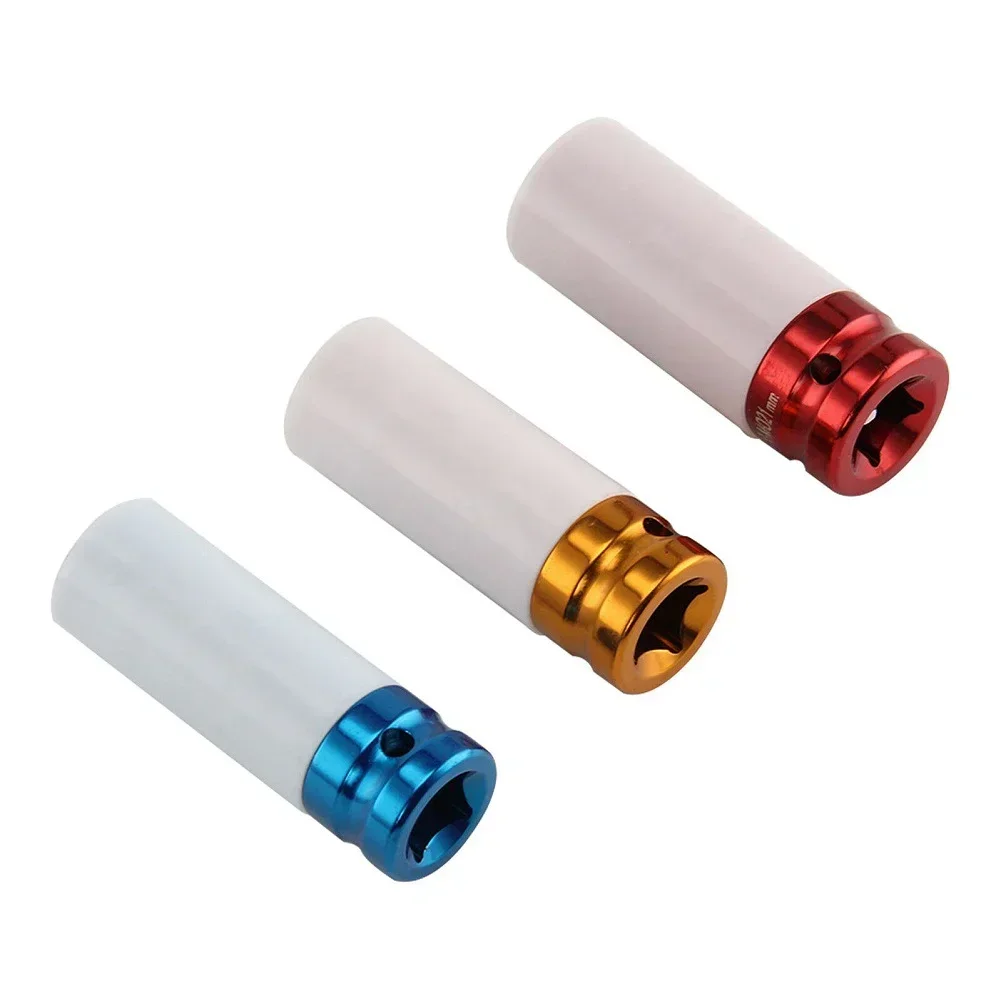 17/19/21mm Hex Sockets Colorful Sleeve Tire Protection Sleeve Deep Impact Nut Socket Alloy Wheel Wrenches Hand Tools