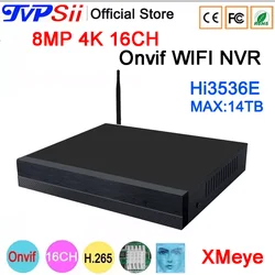 Hi3536E Xmeye Auido H.265 + 8MP 4K 16CH 16-kanałowe wykrywanie twarzy Onvif WIFI CCTV DVR NVR Rejestrator wideo do nadzoru