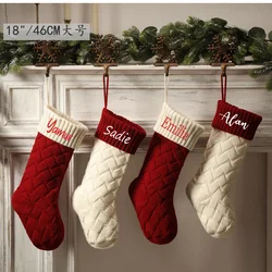 Chaussettes de Noël brodées avec nom personnalisé, bas personnalisés, cadeau pour la maison, 2022