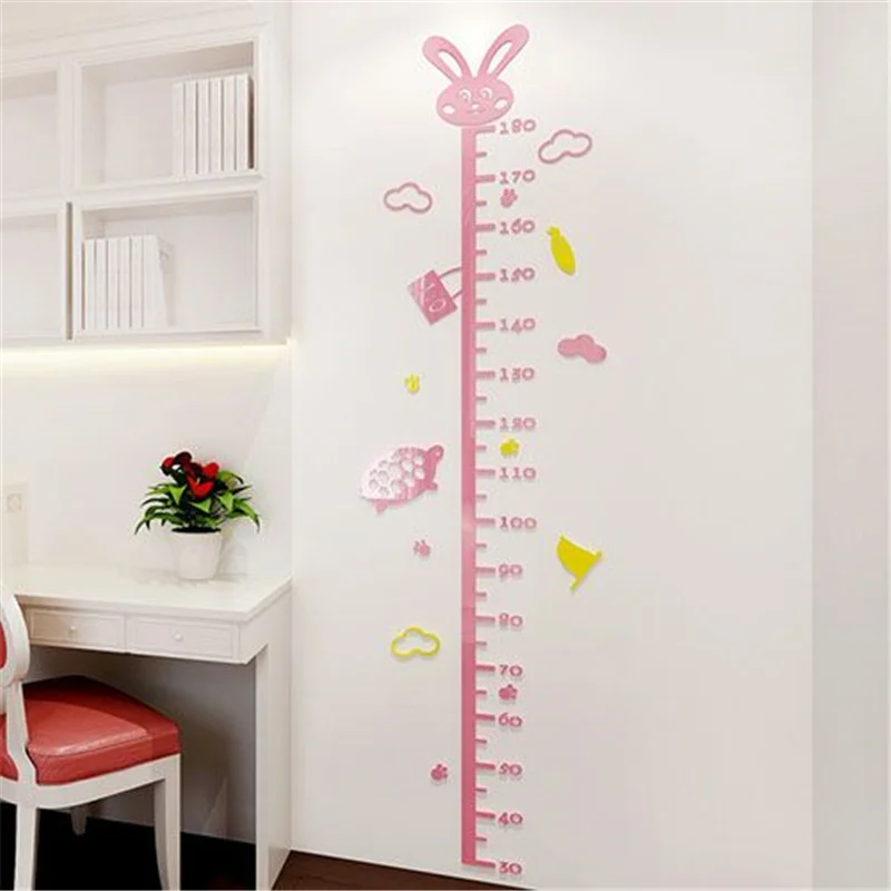 Cute Baby Stereo acrilico altezza Wall Sticker Kindergarten Cartoon Wall Decor decalcomania bambini misurazione altezza Wall Sticker