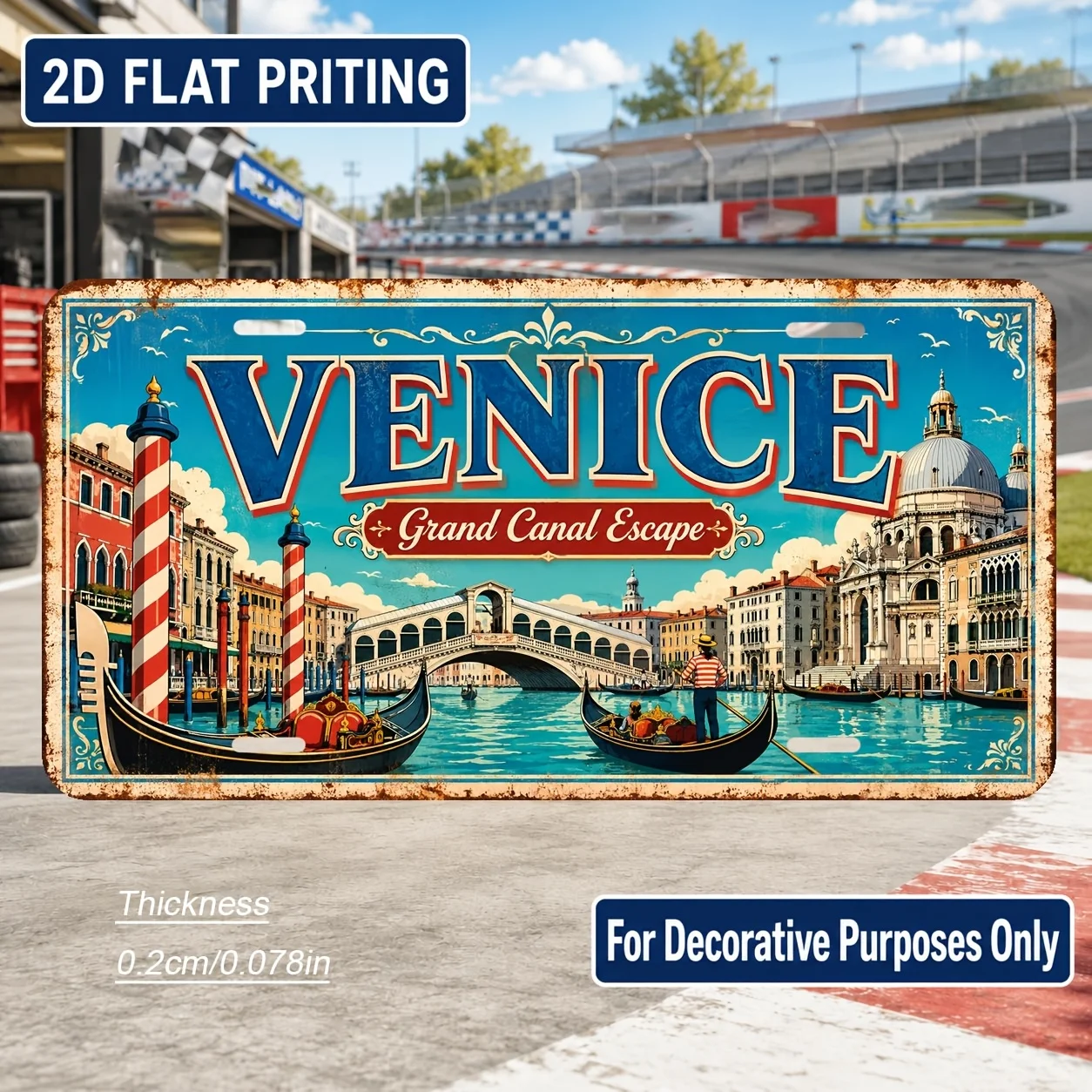2D Flat - 【2D Flat】 2D Flat - [2D Flat] 2D Flat, 1pc, Venice-Themed Vintage Sign, for Decorative Use Solely, Home Decor, Birthda