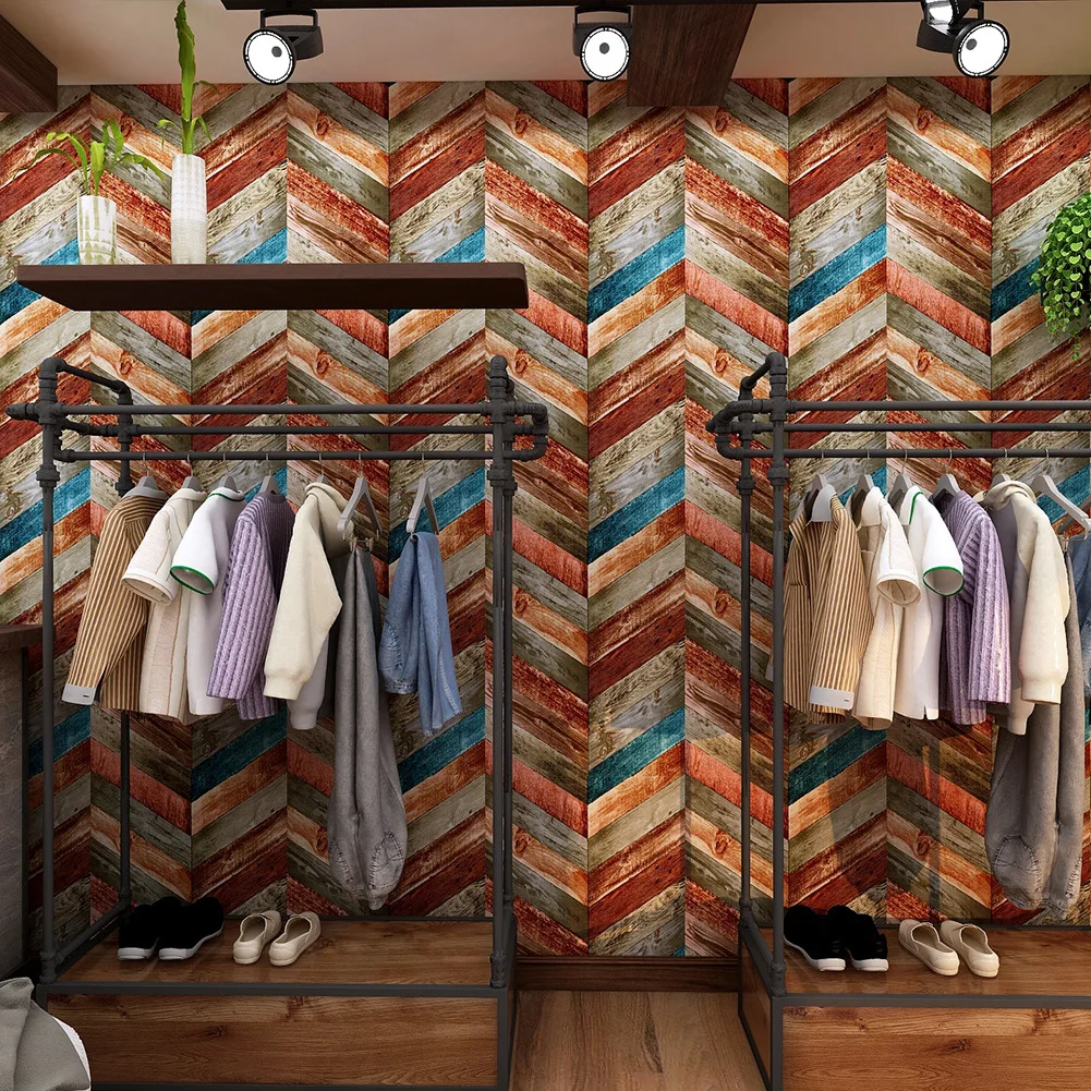

Reclaimed Wood Peel and Stick Wallpaper–Plank Multicolored Vintage Barnwood - Self Adhesive Backsplash,Vinyl Roll Contact Paper