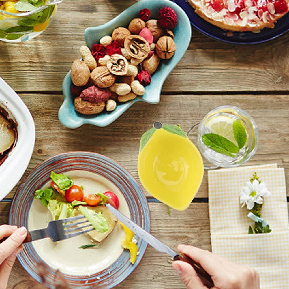 

3Pcs Household Ceramic Sauce Dishes Lemon Style Deep Plate Set for Dipping Condiment and Spice Serving