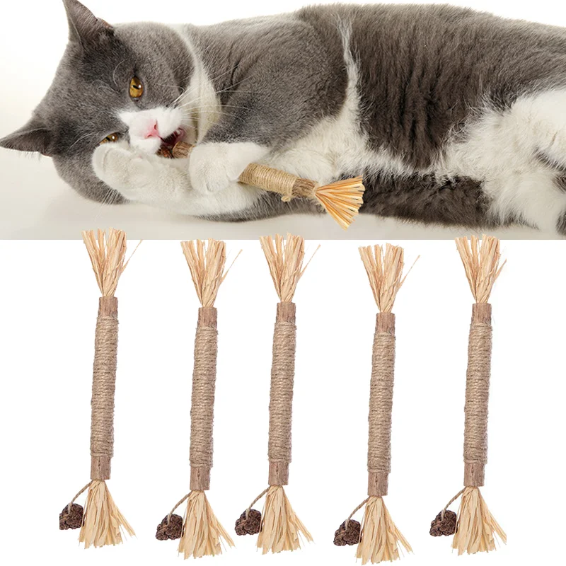 Cat Nip Toys Natural Matatabi Catnip Sticks Cat Wooden Polygonum Sticks Actinidia Silvervine Tooth Sticks Dental Care Cat Toys