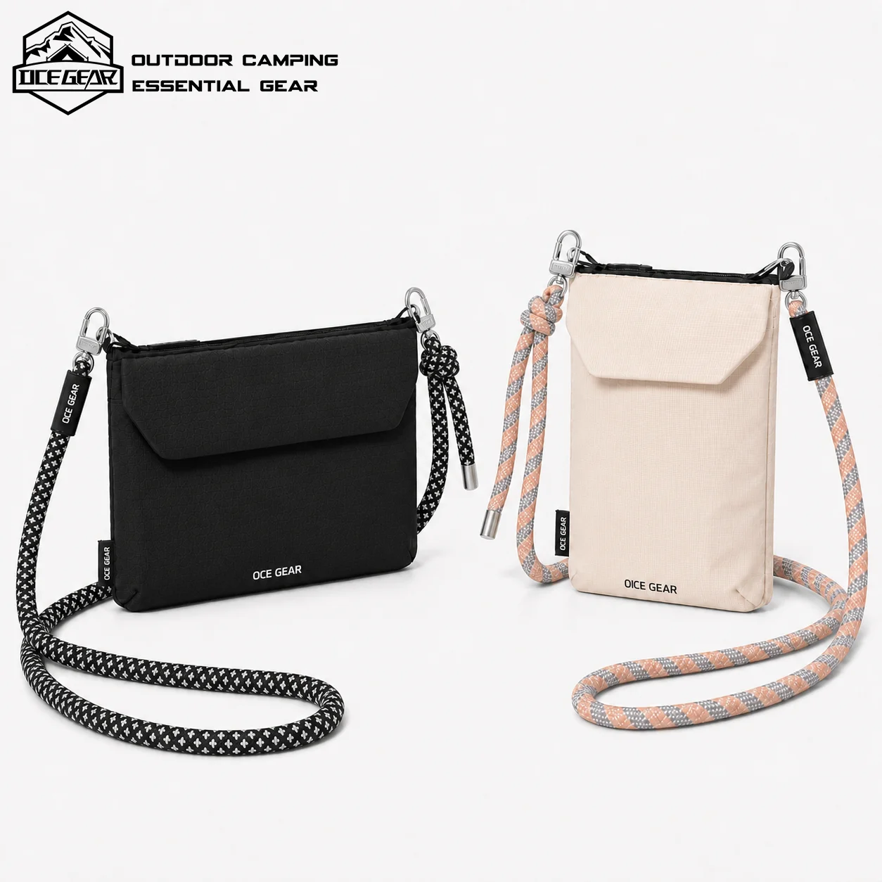 OCEGEAR RFID Crossbody Phone Bag with Adjustable Rope Strap Lightweight Nylon Passport Pouch for Travel Outdoor Men Women