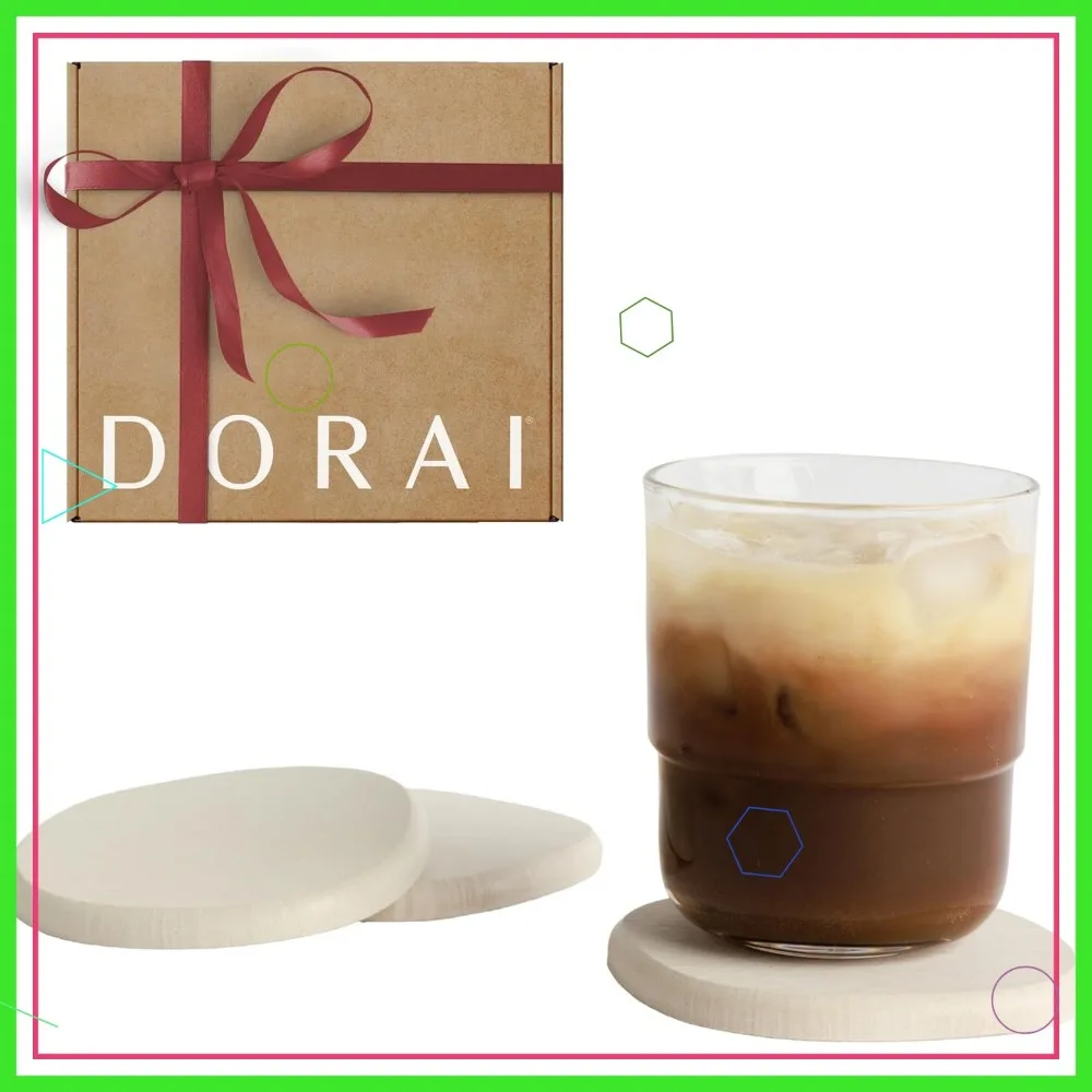 

Modern Stone Coaster Set of 4 - Fast Drying Absorbent Diatomite for Home Decor