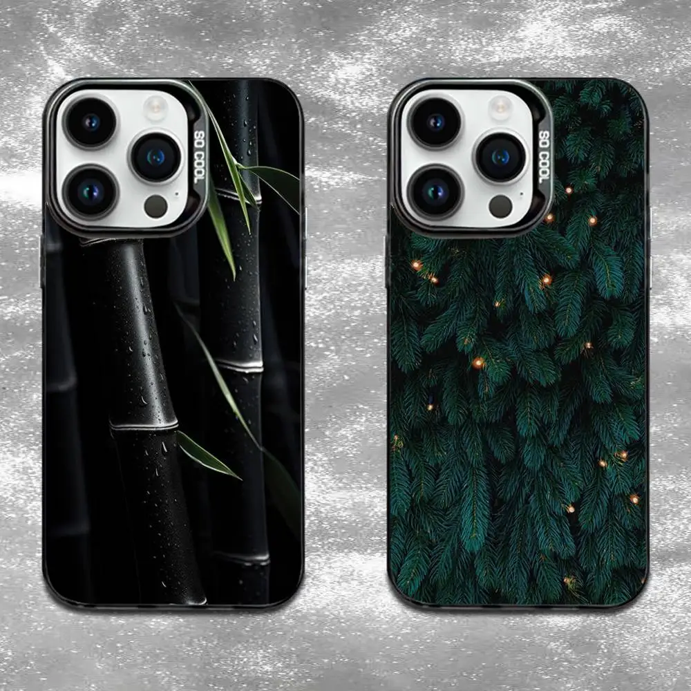 

Simple Natural Green Tree Phone Case For iPhone 16,15,14,13,12,11,Mini,Pro,E,MAX Black Candy Matte Shockproof Cover