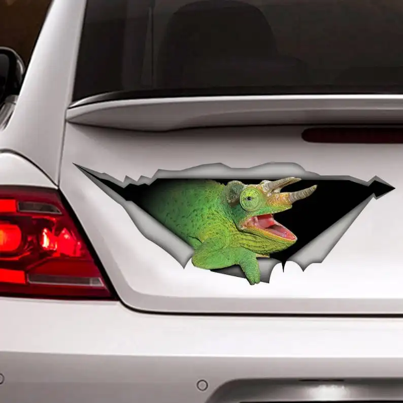 Green Chameleon car decal, reptile decal, funny chameleon sticker