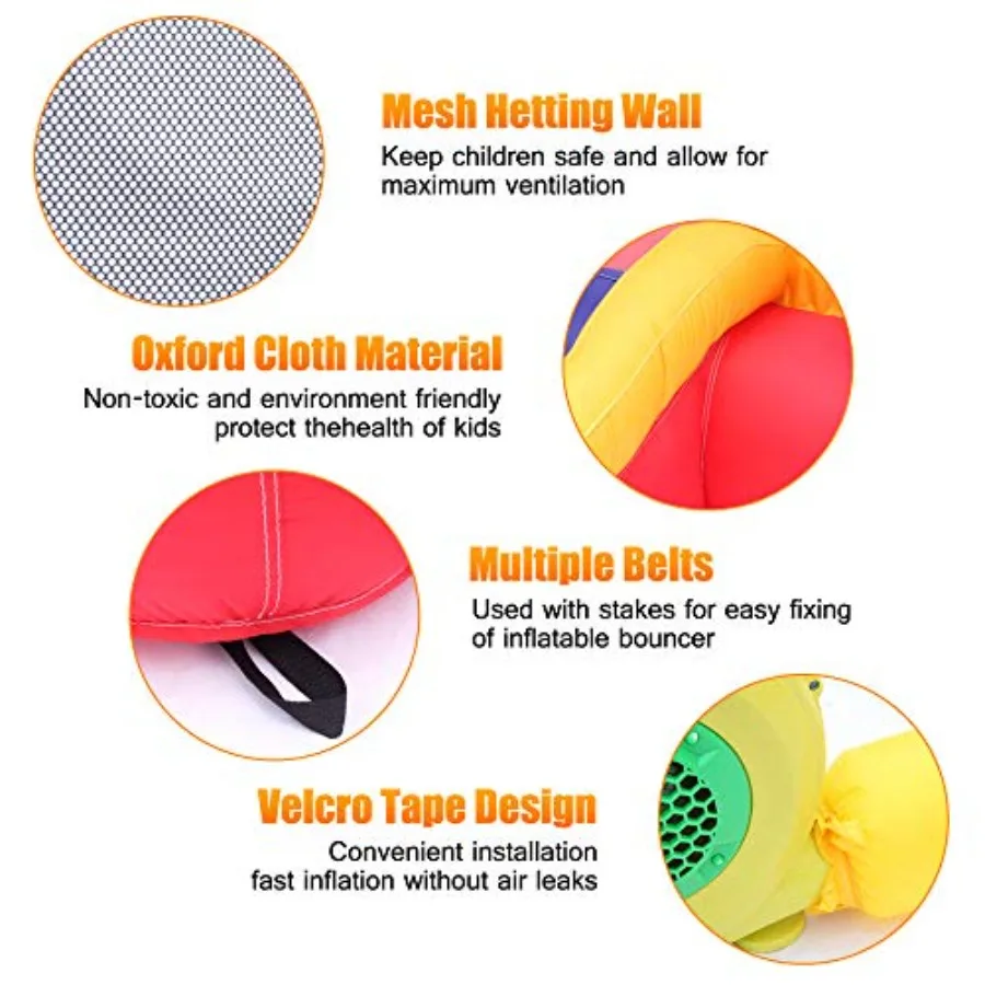 Maison gonflable avec souffleur d'air pour enfants, château gonflable extérieur et intérieur avec zone de saut, toboggan, panier de basket-ball, transport