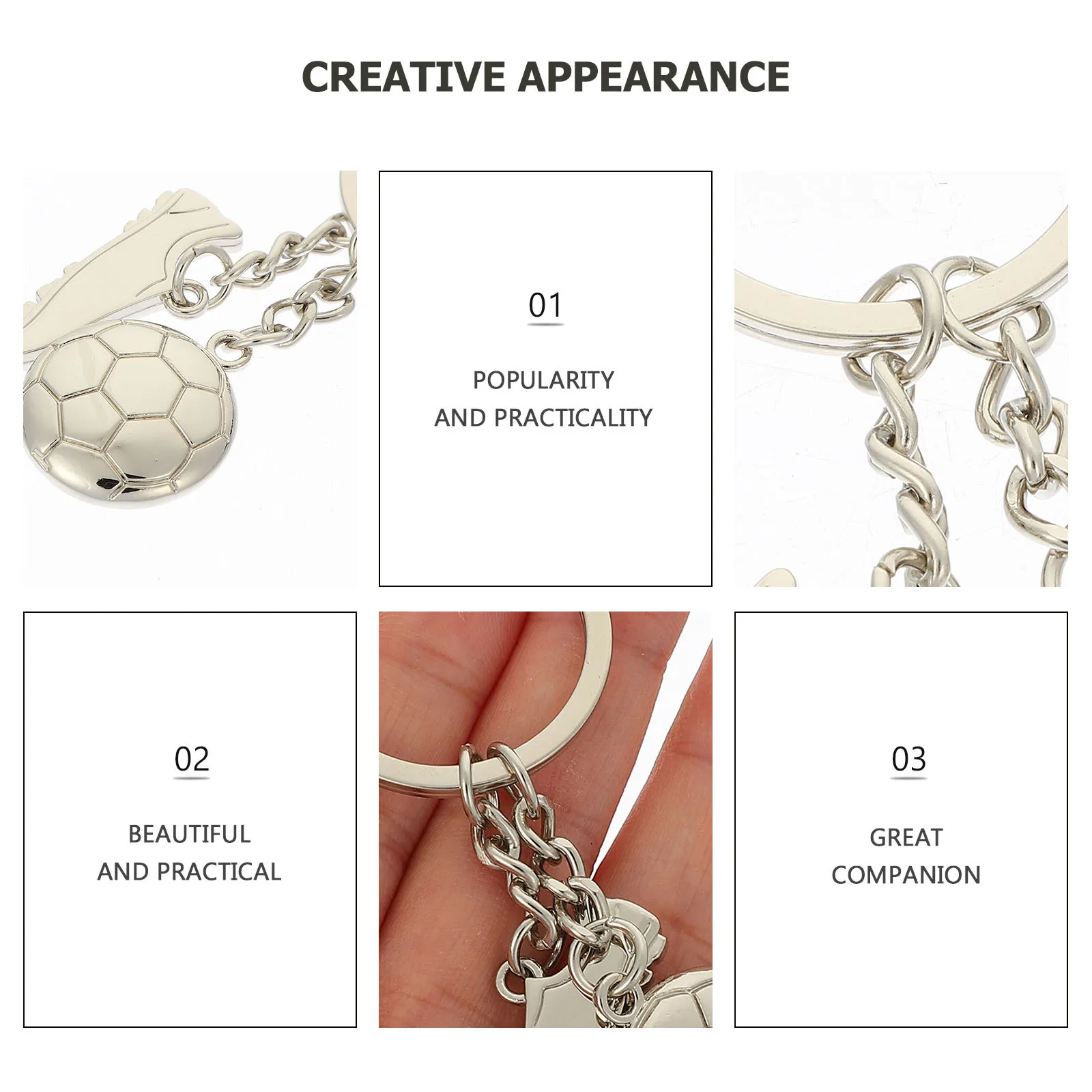 

4Pcs Soccer Shoe Keychain Zinc Alloy Sports Theme Key Ring for Football Lovers Birthday Holiday Gift Decorative Pendant