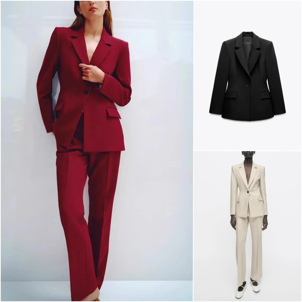 

Длинный костюм Sve Jaet с подплечниками, расклешенные брюки трапециевидной формы, расклешенные брюки со средней талией, женский профессиональный комплект спецодежды