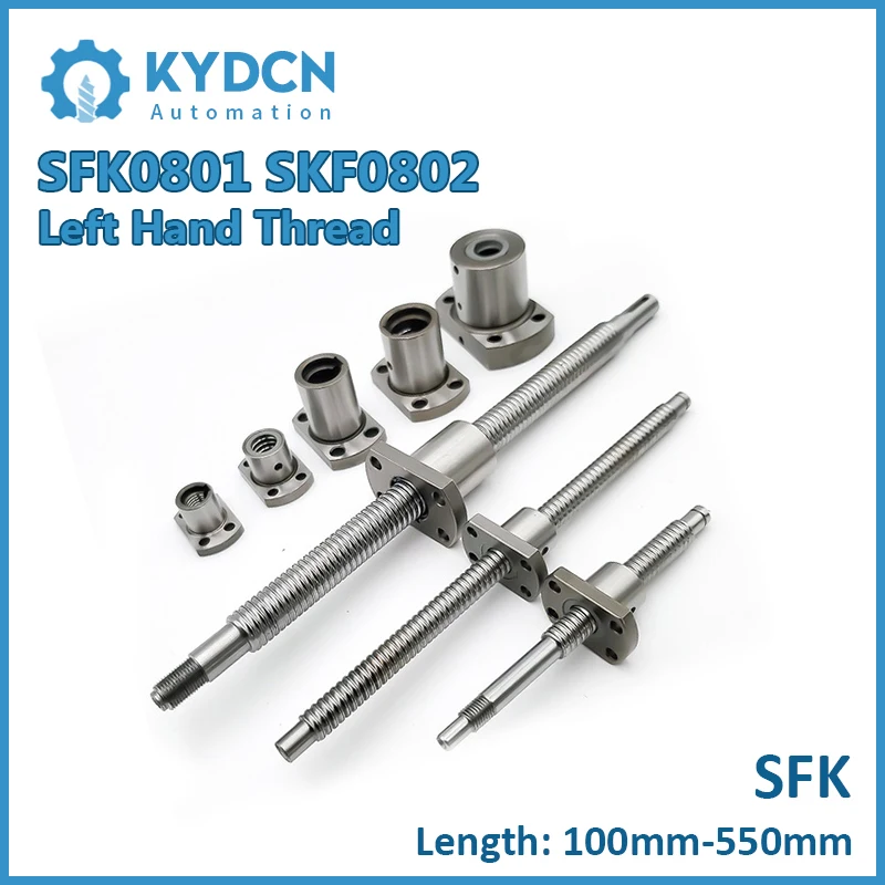 

C7 SFKL0801 SFK0801 SFKL0802 SFK0802 Ball Screw 8mm Left Hand Thread Ball Screw 100mm-550mm CNC Roller Ballscrew for 3D Printer