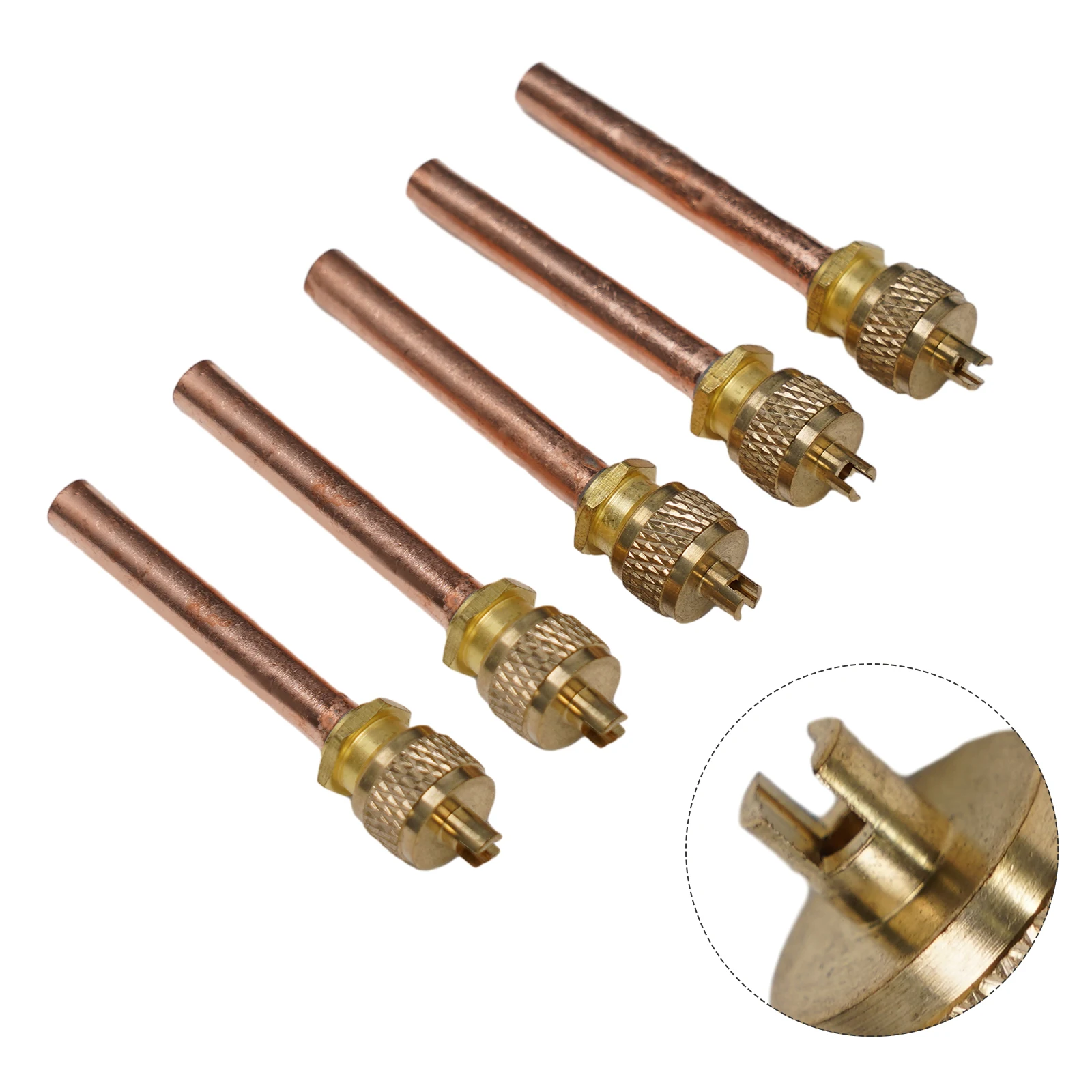 Fuel Rail Vent and Test Port, 5PCS Refrigeration Access Valve Filling Valve, Air Conditioning Accessories, Brass Material