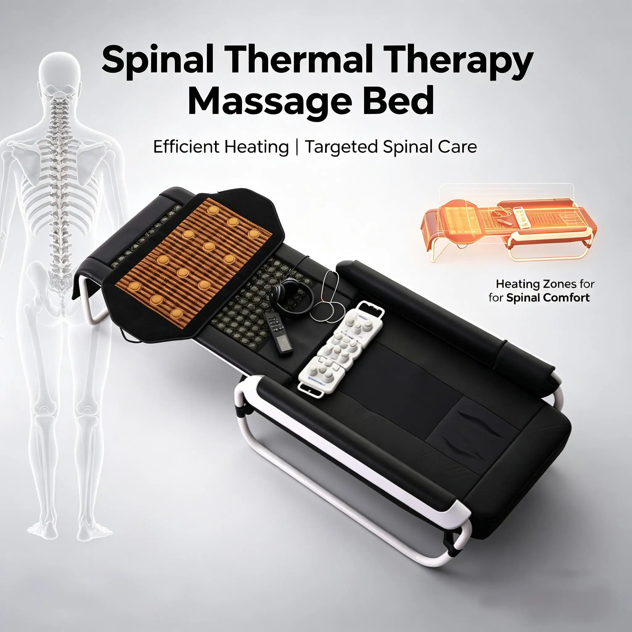 Full Body Jade Thermal Massage Bed Infrared Heating Spine Adjustment Therapy Bed for Cervical Lumbar Relief & Muscle Relaxation