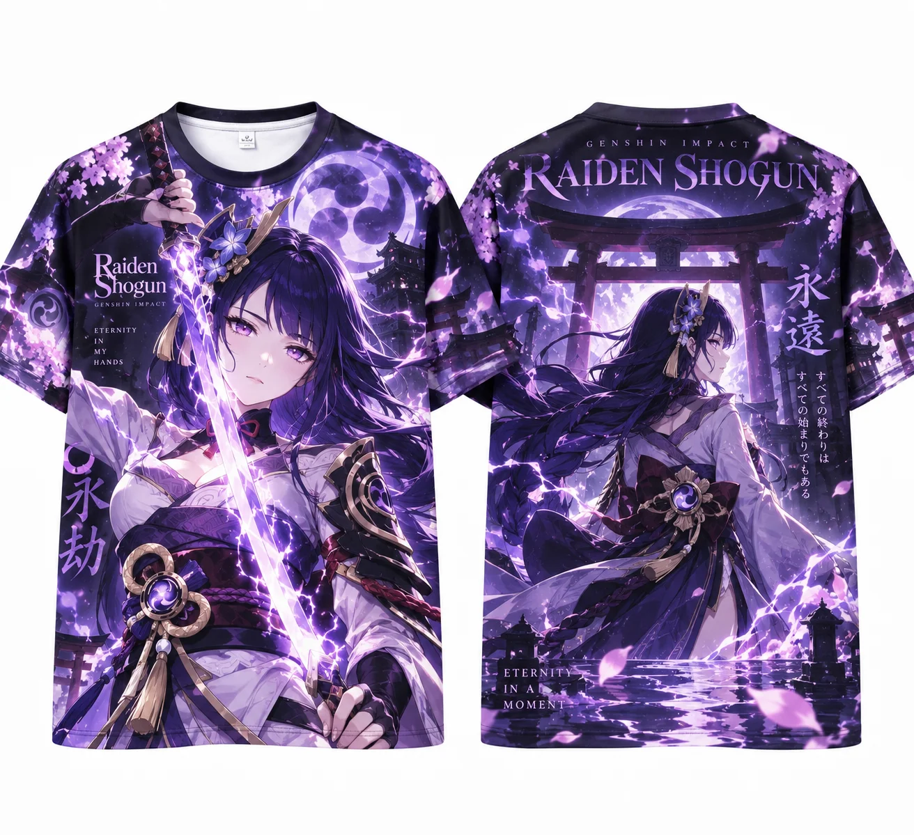 2026 Genshin Impact Raiden Shogun T Shirt Men Women Anime 3D Print Short Sleeve Casual Tee