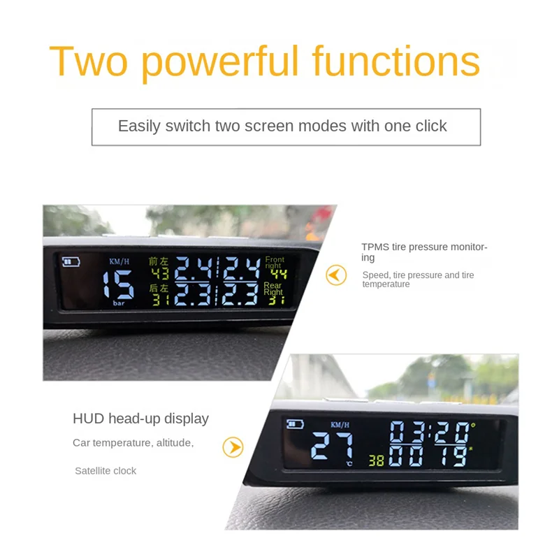 X1 Car HUD -Up Display Steel Tire Pressure Monitoring External Solar Energy Detection TPMS System External