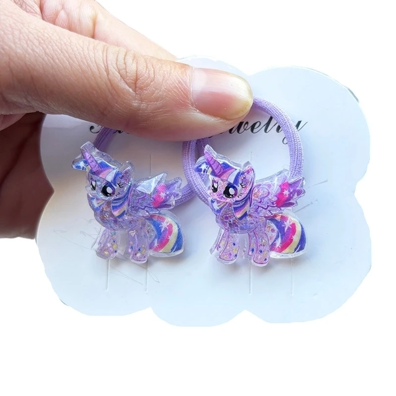 2PCS New Unicorn Girls Elastic Hair Bands Cute Kids Princess Hair Accessories Children Hair Ties Baby Headwear