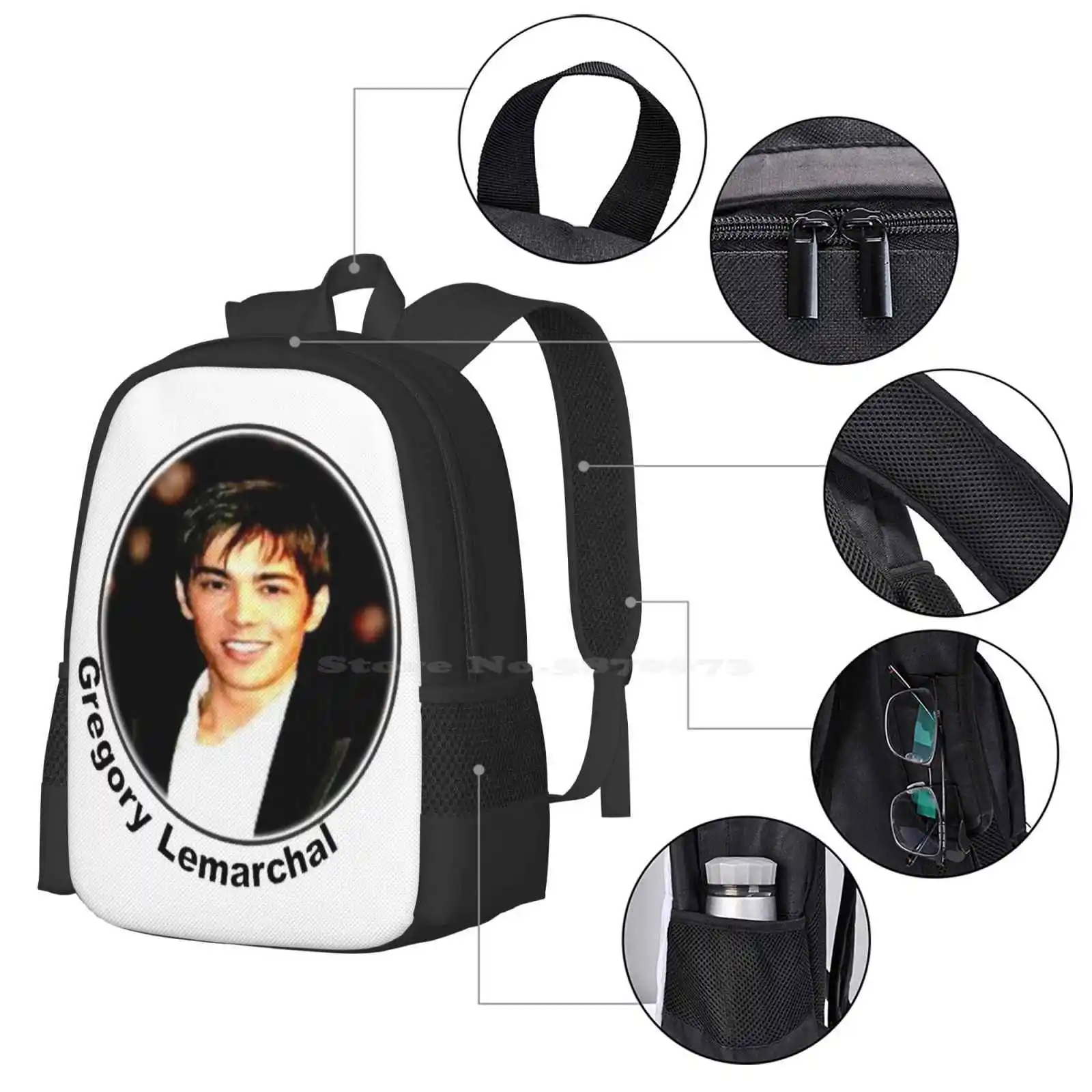 Gregory Lemary-Mochila Padrão Moda Design, Laptop Bag, Travel Bag, Padrão Escola, Tributo Estrela Academy, Cantor morto